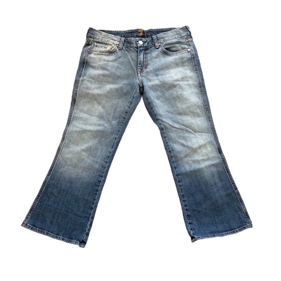 7 For All Mankind Womens Jeans Sz 29 Fit & Flare Cropped Western Mid Rise Casual - Picture 1 of 9